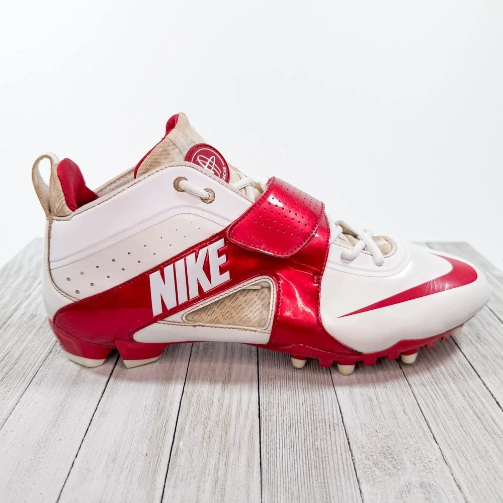Nike Huarache 3 Lacrosse Cleats - White‎ Red - Style 469730-160 - Men's Size 13